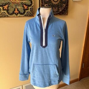 NWT size small Vineyard Vines bayside blue slub 1/4 zip